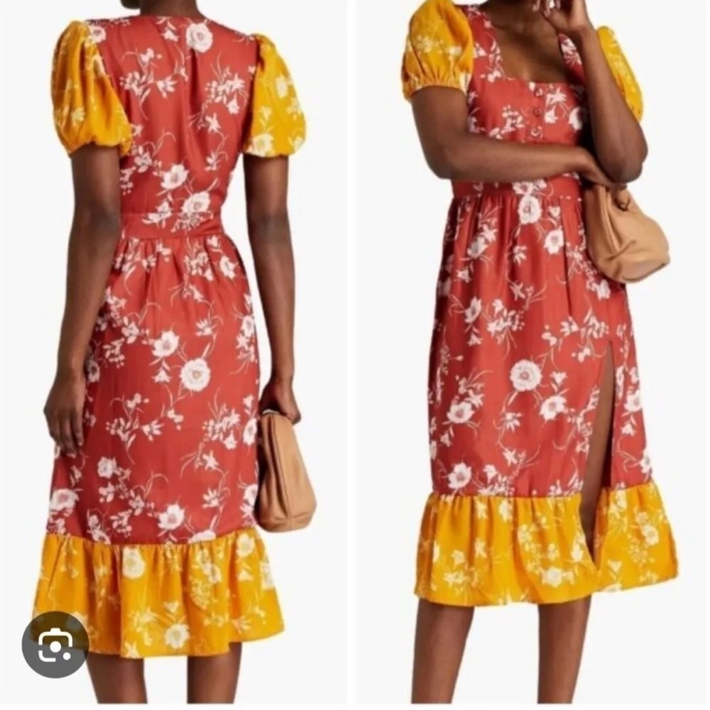 NWT Walter Baker Cara Carnation Midi S Floral Dress Hawaiian Aloha Euro Summer